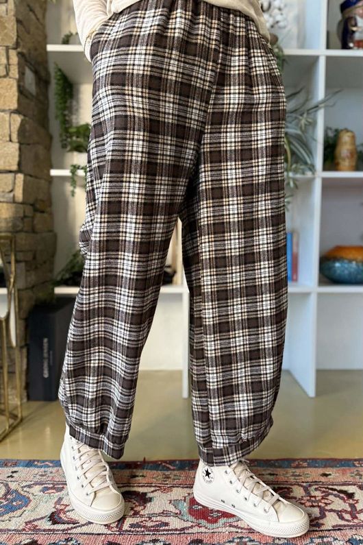 Patrick Plaid Brushed Cotton Demi Bloom Pant Earth